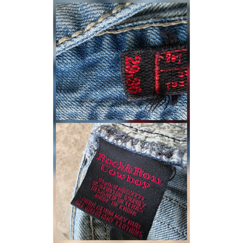 Rock & Roll Cowboy Double Barrel Relaxed Straight Jeans Mens 29x34 Blue Denim - Picture 8 of 16